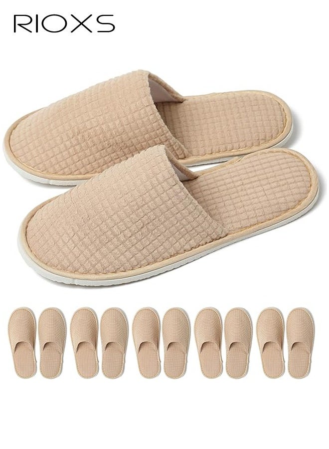 RIOXS 6 Pairs Slippers, Unisex Half Slippers, Non Slip Disposable Slippers For Guest, Reusable Washable Indoor Flats, Mens Womens Slippers, Spa Slippers Guest Slippers For Hotel/ Wedding Party, House Slippers For Bathroom Bedroom, Travel Slippers, Family Closed-toes Half Slippers, Yellow - Image 1